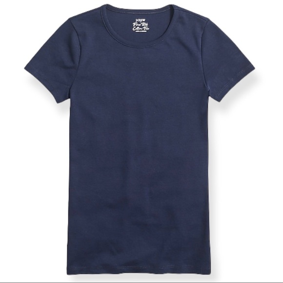 J. CREW Fine-Rib Tee Navy Short Sleeve Crewneck Perfect Fit T-Shirt - Picture 2 of 7